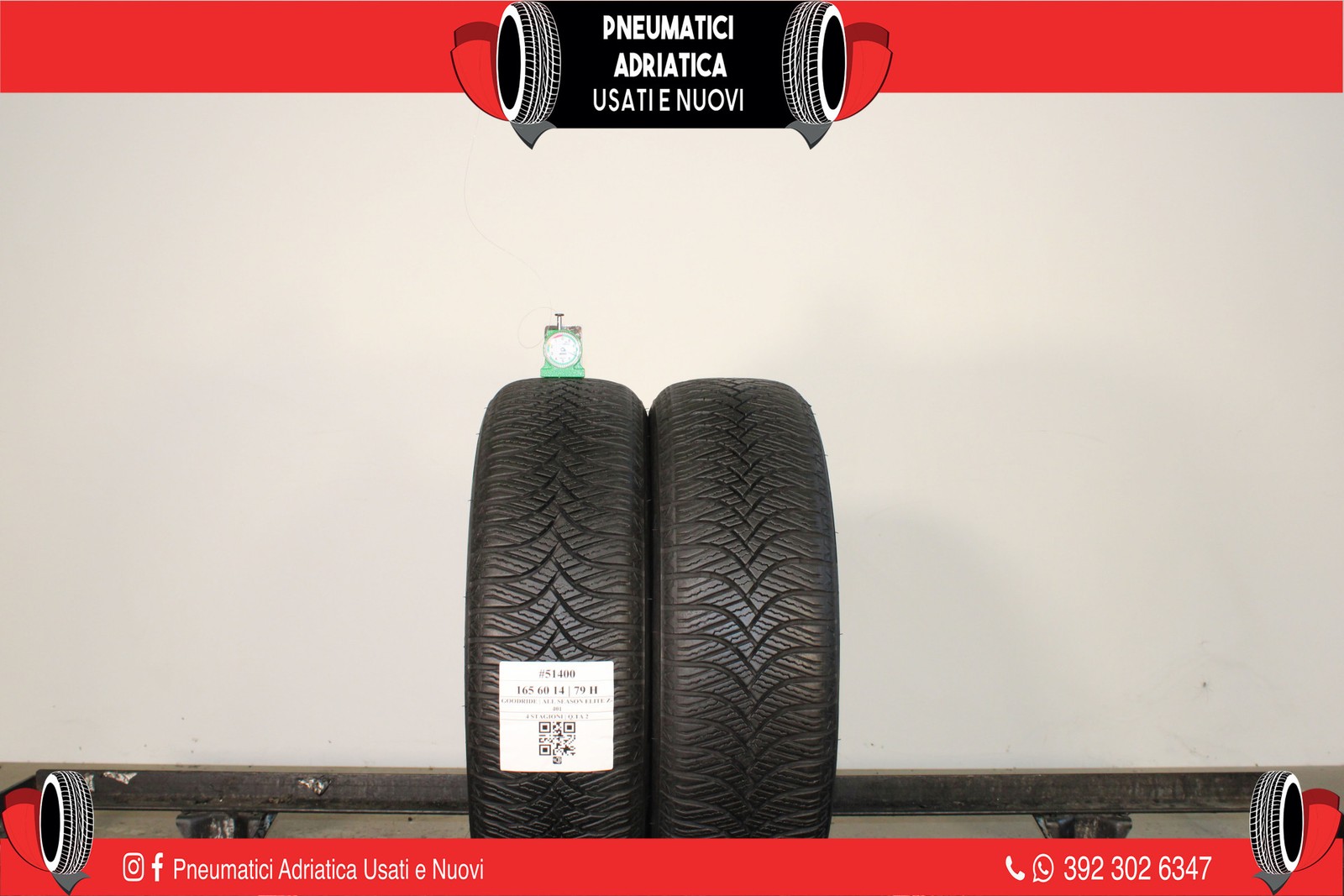 2 PNEUMATICI GOODRIDE 165/60 R14 4 STAGIONI GOMME USATE 85% - ADRIATICA