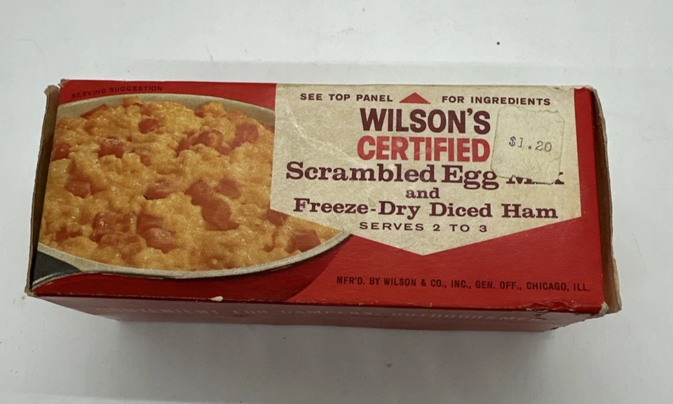 Vintage Wilson's certified scrambled egg mix & Diced Freeze Dried Ham 1960s - Image 2 of 4