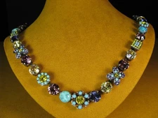 MARIANA JEWELRY NECKLACE SWAROVSKI CRYSTALS SPL MOSAIC BLUE YELLOW PURPLE Flower