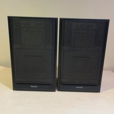 Philips LSB380/01R Bookshelf Speakers Pair 4 Ohm Black Wired Tested