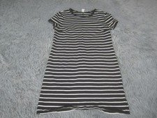 Old Navy Shirt Dress Womens Medium Black White Striped A-Line Cap Sleeve