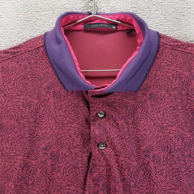 Greyson Polo Shirt Mens XL Pink Golf Den of Thieves Performance Stretch