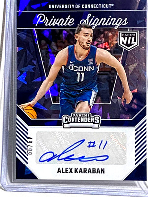 ALEX KARABAN #AK 2025 Panini Private Signing HOLO Cracked Ice AUTO UConn /99 SSP