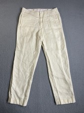 Vintage Polo Ralph Lauren 100 Flax Trousers 33x30 Ivory Suspender Made in Italy
