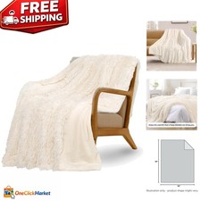 Luxurious Cream White Faux Fur Throw Blanket - 50x60 Inches, Lightweight  Cozy