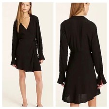NWT J. Crew Black Drapey Long Sleeve Wrap Mini Dress Size 2 Workwear Classic
