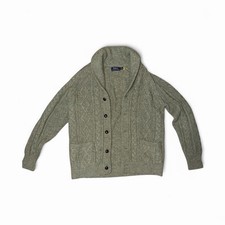 Polo Ralph Lauren Green Wool Cable-Knit Cardigan Sweater Men's M