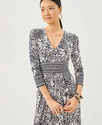 NWT Lilly Pulitzer Roslynne V-Neck Maxi Dress Onyx Lots To Spot