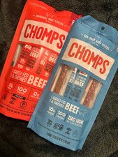 CHOMPS Beef Stick Variety Pack Original Sea Salt Grass Fed 8 Count Lot