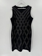 Tommy Hilfiger Dress Womens 18 Black Sleeveless Studded Sheath Stretchy Zip Up