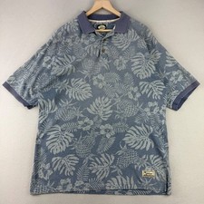 Tommy Bahama Pineapple Polo Shirt Mens XL Blue Tropical Palm Leaf Short Sleeve
