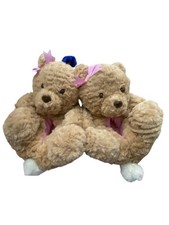 Wonder Nation Kids Teddy Bear Slippers 9/10 or 11/12 Furry Brown Faux Fur NEW