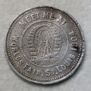 1904 ST. LOUIS WORLDS FAIR FERRIS WHEEL GOOD FOR ONE (SCREW) SOUVENIR