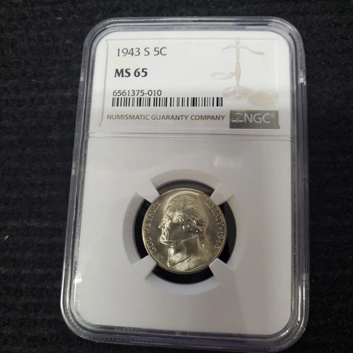 1943 S 5C Jefferson Nickel NGC MS65