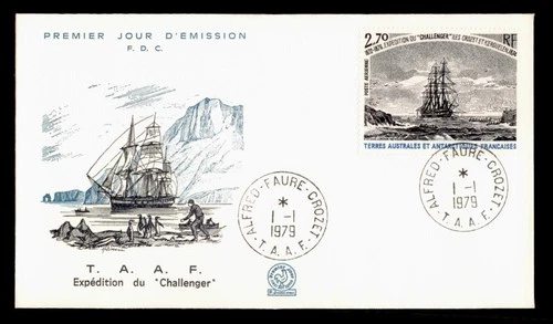 DR WHO 1979 FRENCH ANTARCTIC FSAT FDC CHALLENGER SHIP CACHET 2.70 w29409