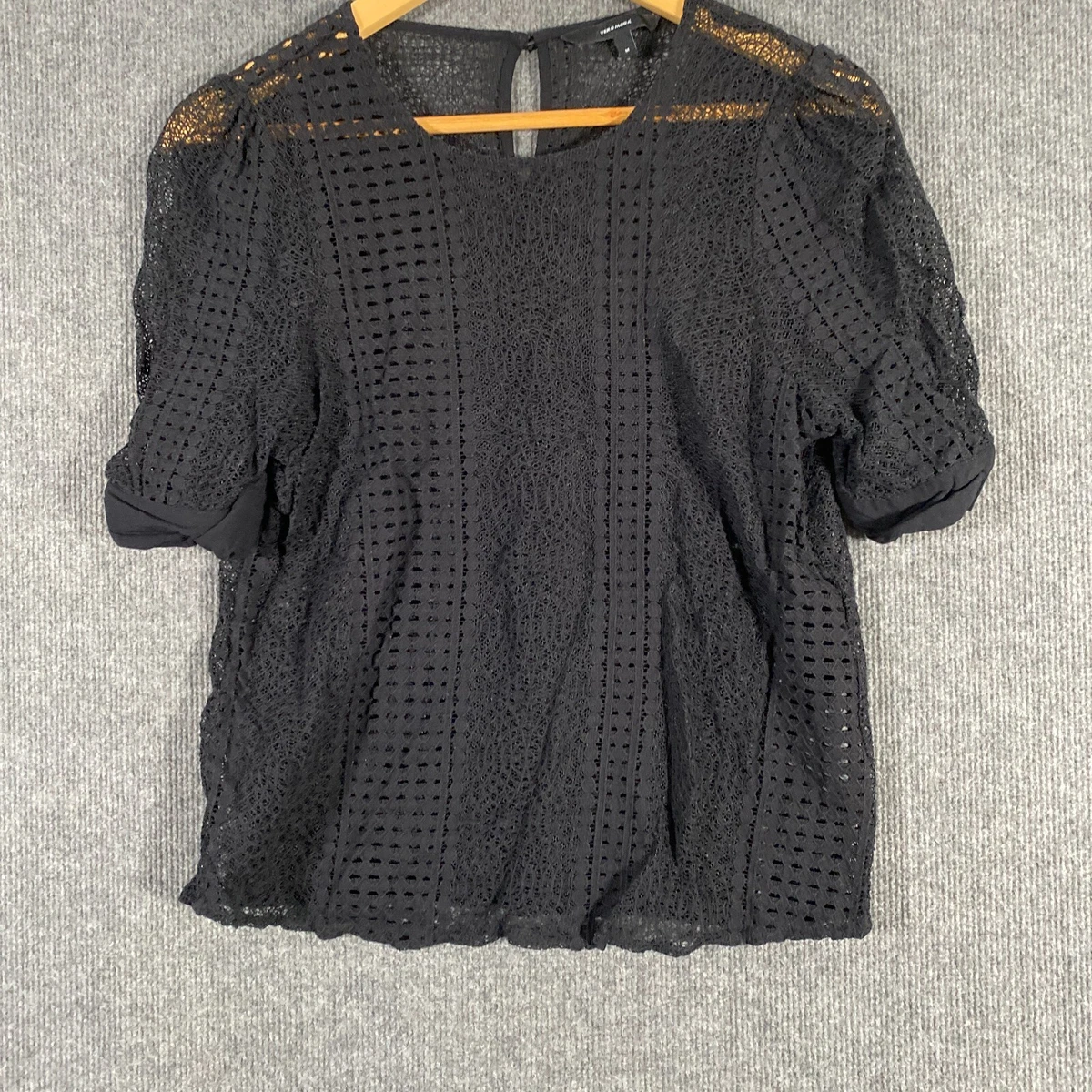 Vero Moda Top Womens Medium Black Blouse Lace Sheer Formal Evening Cocktail 7E