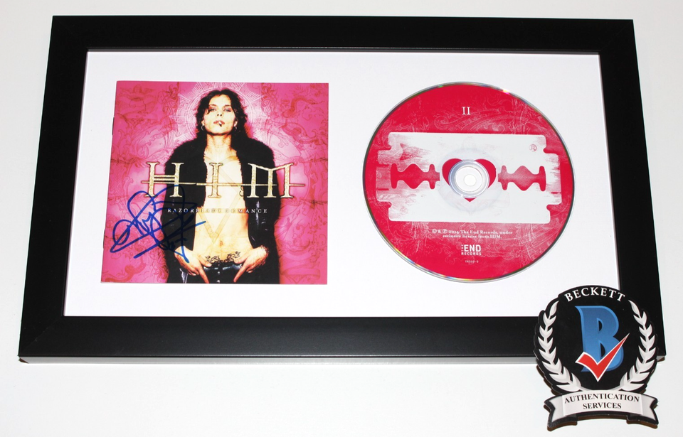 Framed Razorblade Collection VILLE VALO SIGNED FRAMED HIM 'RAZORBLADE ROMANCE' CD COVER H.I.M ...
