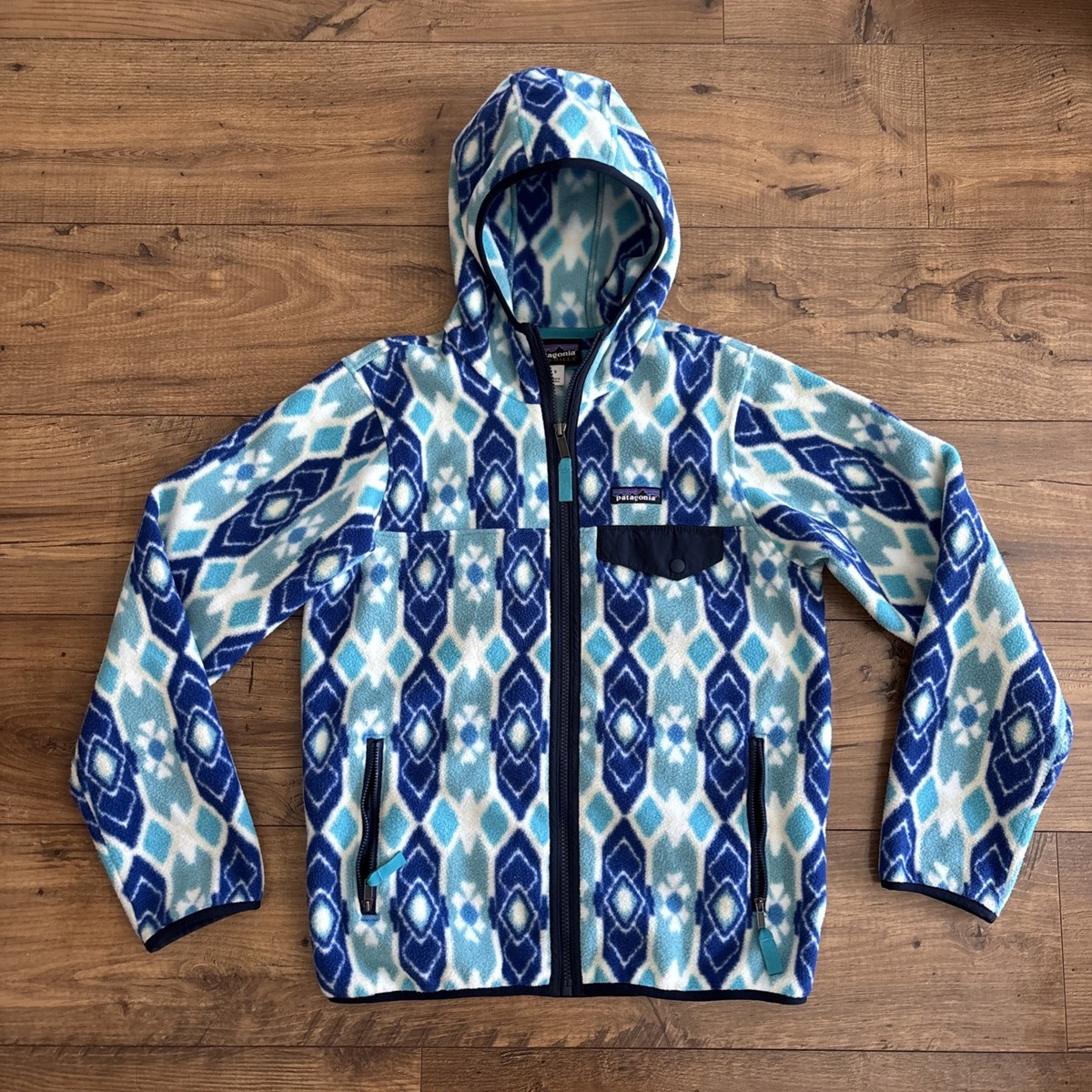 Patagonia Synchilla Aztec Fleece Women's Size Small Blue Full Zip Hooded