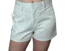 NOS Vtg 60s Sz S M White Low Waist Shorts Turtle Bax USA HIP HUGGER Metal Zip