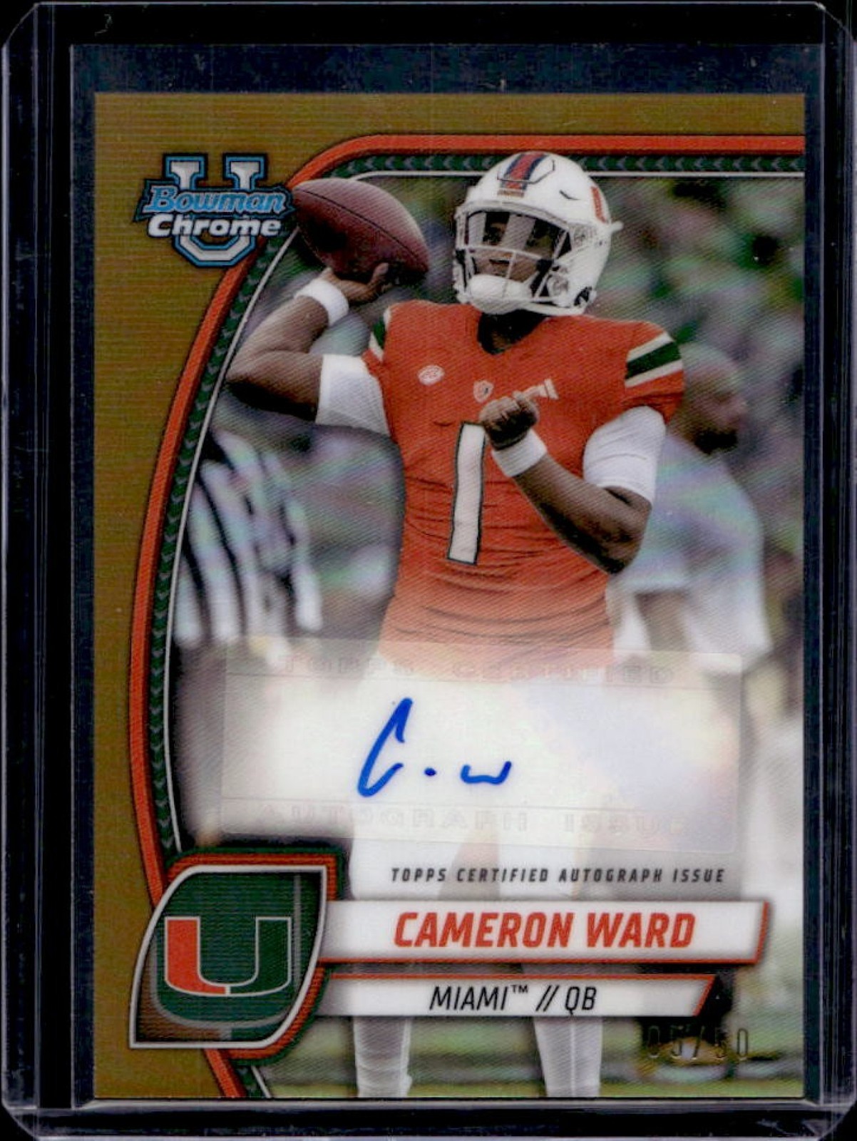 2024 Bowman Chrome U Cameron Ward Prospect Auto Gold Refractor #5/50