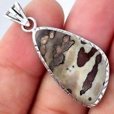 Natural Coffee Bean Jasper 925 Sterling Silver Pendant Jewelry P-1079