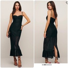 Reformation Canice Black Lace Midi Dress Size 6 NWT Sleeveless Cocktail