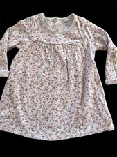 Petit Bateau Pink/Ivory Floral Double Layer Cotton Knit Long Sl Dress-18 Mos
