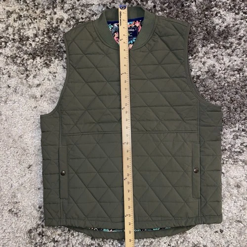 Chubbies Forest Florist Quilted Vest Men’s Large Olive Green Floral Line EUC image 6