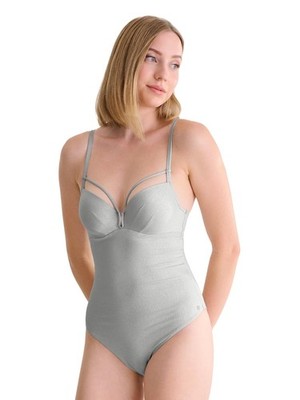 Lisca Badeanzug mit Schale Blue Lagoon Gr. 38-44 B-E, Weiss-Silber und Lagoon