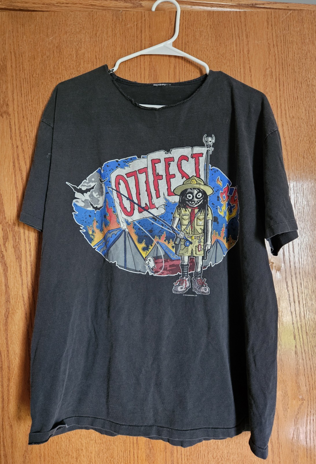 Vintage 1999 Ozzfest Shirt Black Sabbath Grunge Distressed Tee