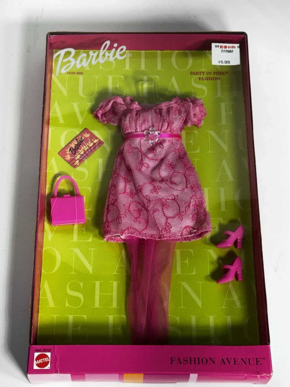 VETEMENTS Barbie Fashion Avenue Charm Stili Festa In Rosa Vintage 1999 Nuovo In Confezione