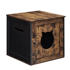 FEANDREA Cat Litter Box Furniture, Hidden Litter Box Enclosure Cabinet with Sing