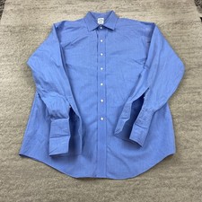VTG Brooks Brothers Oxford Button Shirt 17 - 34 Blue OCBD French Flip Cuff 90s
