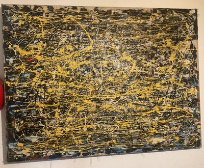 VINTAGE JACKSON POLLOCK ? - DRIP PAINTING? Estate Sale Find Newport C A
