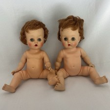 VTG Twin 14" Vinyl Baby Dolls Drink Wet 2 1/2 T Red hair Green Eyes 50's