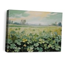 St Patricks Day Wall Art, Four Leaf Clover Landscape Framed Canvas Wall Art,