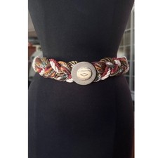 Vintage Boho Southwest Woven Stretch Belt Wooden Center Artisan Design Sm Woman