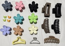 Large Rectangle Flower Hair Clips Pack for Women Black, Coffee, Green, Blue NEW