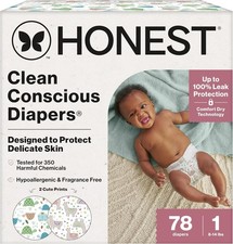 The Honest Company Clean Conscious Baby Diapers Size 1 Sensitive Skin 78 Count