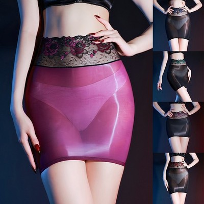 Damen Minirock Bodycon Transparent Rock Kurz Bleistiftrock Stretch Unterrock DE