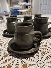 12 Vintage Denby England Langley Mayflower Brown Coffee/Tea Cups & Saucers Mint — photo 2