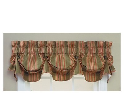 Lot 2 Waverly Valance W 79 X L 16 Sweetwater Stripe Olive Amanda Cottagecore