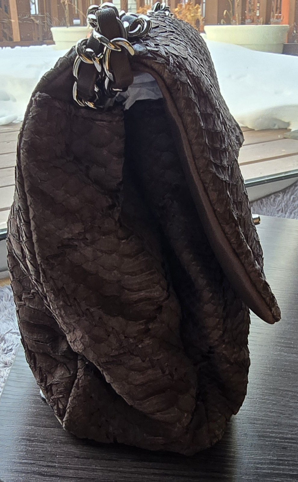 Chanel Python Brown Handbag Single Flap - image 3