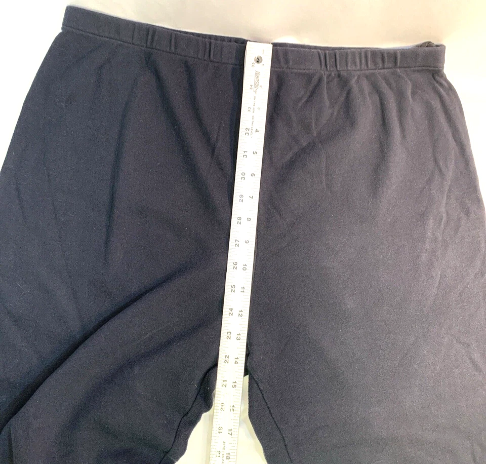 Natori Women's XL Ankle Pants Embroidered Leg Cotton Stretchy Soft Black Lounge - Image 3 of 4