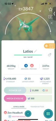 Pokemon Go Shiny Legendary Latios ( High CP ) 