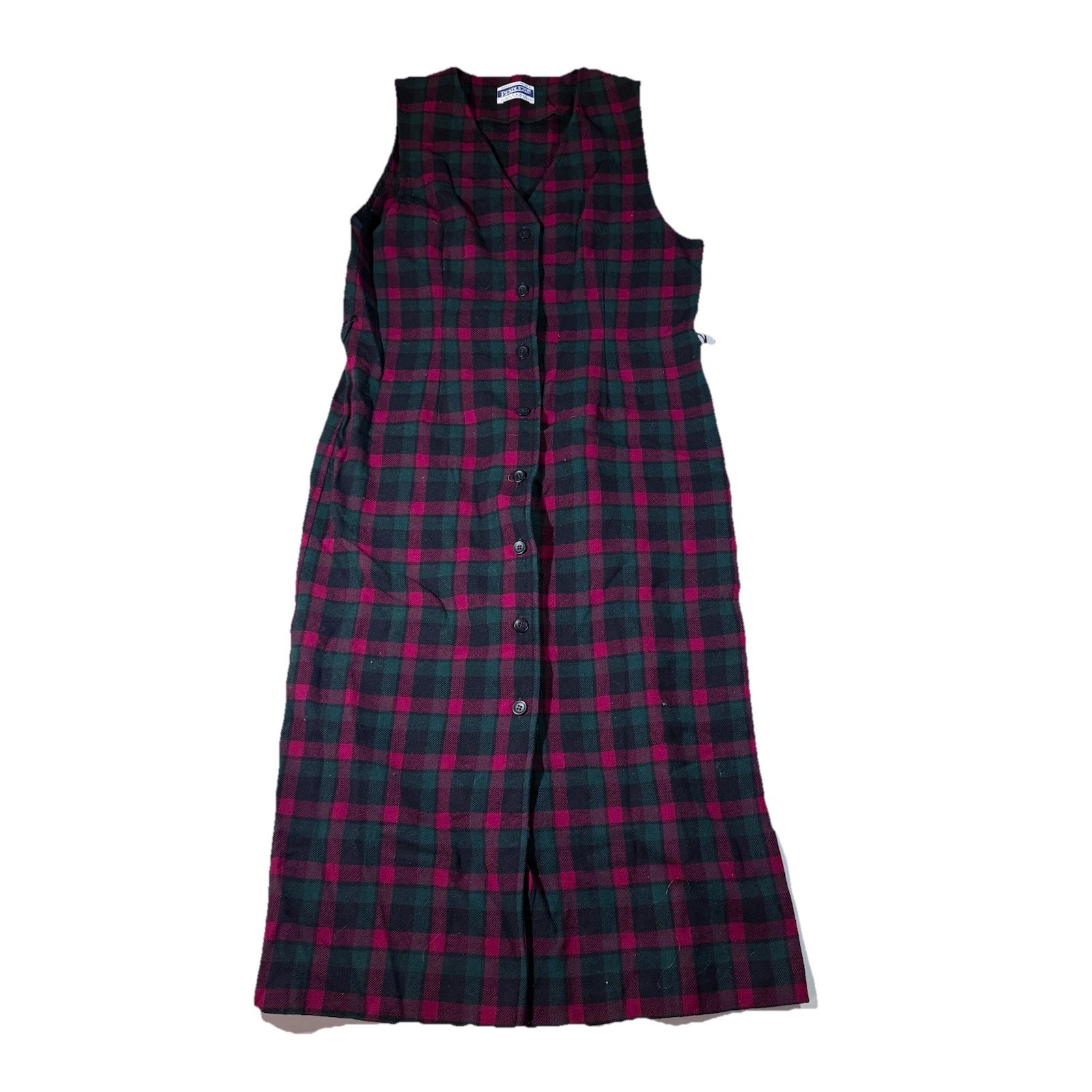 Pendleton 100% Wool Plaid Button Front Sleeveless… - image 1