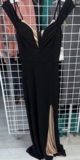  Women's Black HIGH SLIT Spaghetti Strap Formal Dress Size 1