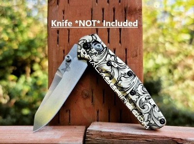 Leaf Scroll   Benchmade 945 MINI Osborne   Deep Laser Engraved Brass Scales ONLY
