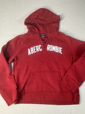 Abercrombie Fitch Hoodie Women s XL Red Pullover Fleece Logo Sweatshirt A F