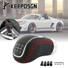 For Porsche Boxster Manual Car Gear Shift Knob 5 Speed Leather Black Red Protect